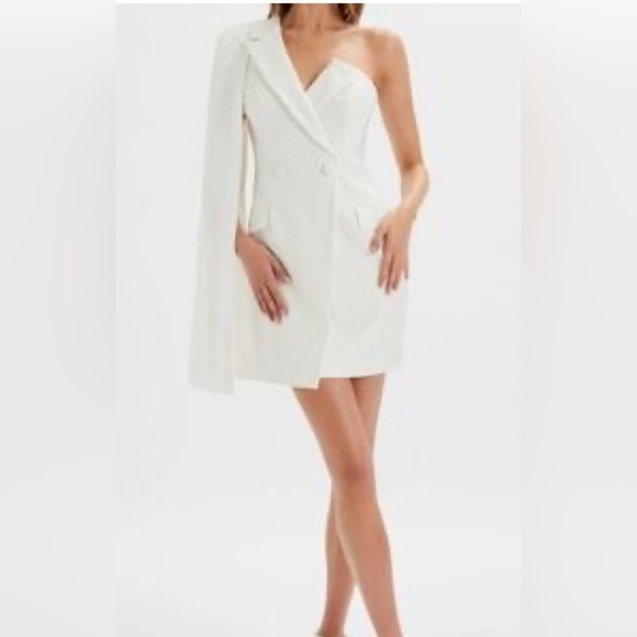 Lavish Alice White Asymmetrical One-Shoulder Cocktail Dress - Picture 1 of 16